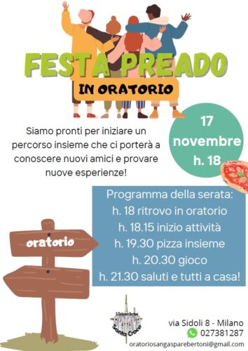 17 novembre - FESTA PREADO IN ORATORIO