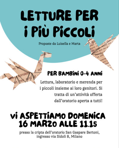 16 marzo - Secondo appuntamento di letture per bambini da 0 a 4 anni in oratorio