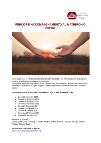 Percorsi di accompagnamento al Matrimonio 2025-2026