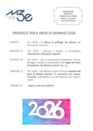 Movimento Terza Età - Gennaio 2026