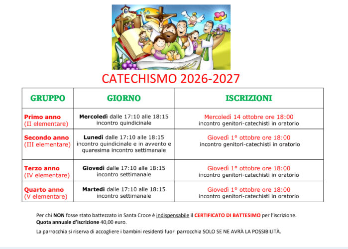 Catechismo 2026-2027