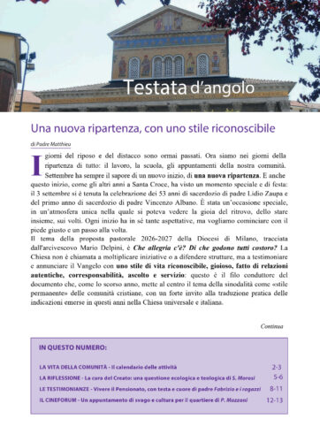 Testata d’angolo di settembre 2026