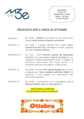 Movimento Terza Età - Ottobre 2026